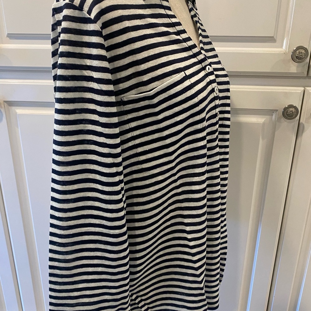 Chico’s Striped Navy Blue and White Utility tee, Knit - Picture 3 of 5